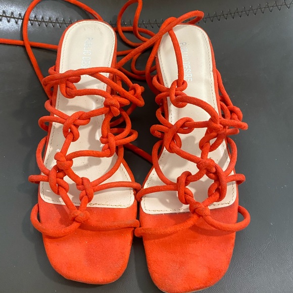 Strappy Red Sandal Heels - Picture 3 of 5